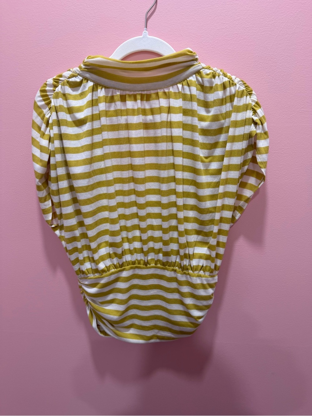 Anthropologie Maeve Olive and White Striped Top